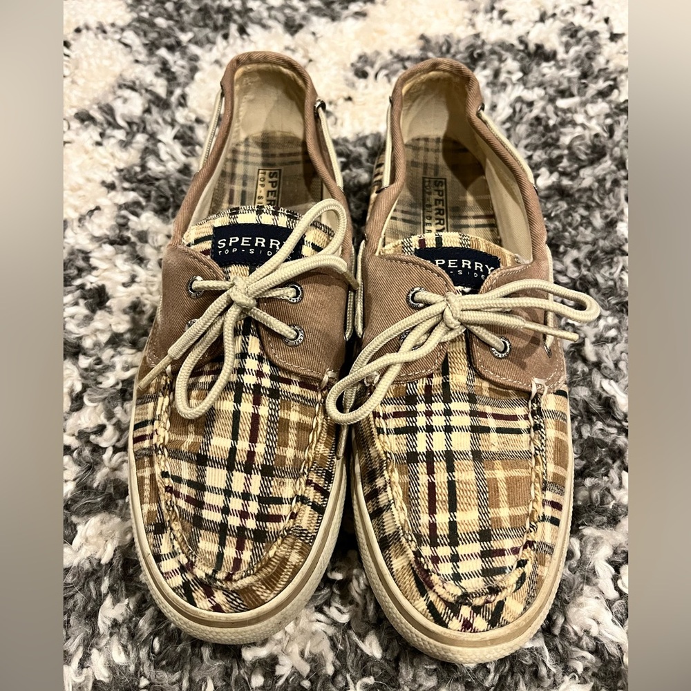 Sperry Women’s Plaid Boat Shoes - Brown and Cream